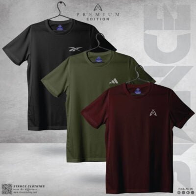 Solid T-Shirt Combo Offer Black Olive Burgundy