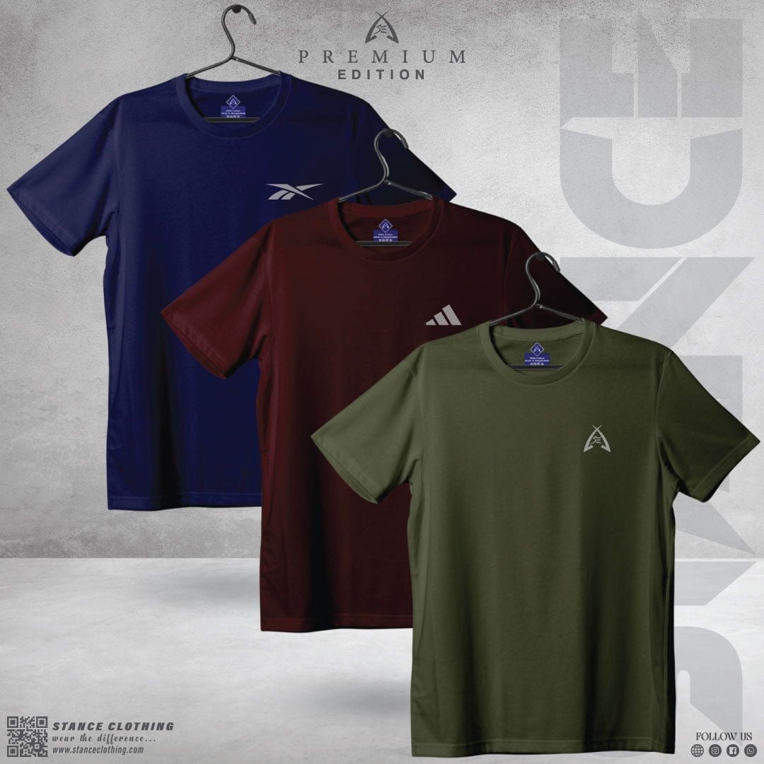 Solid T-Shirt Combo Offer Navy Blue Olive Burgundy